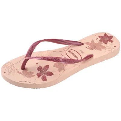 Tongs Havaianas Slim Organic roses 4132823-6511 avec imprimé floral et brides fines métallisées