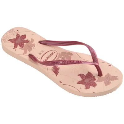 Tongs Havaianas Slim Organic roses 4132823-6511 avec imprimé floral et brides fines métallisées