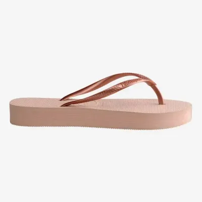 Tongs Havaianas Slim Flatform roses 4144537-0076 avec semelle plateforme 2,5 cm et brides fines
