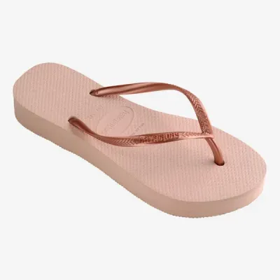 Tongs Havaianas Slim Flatform roses 4144537-0076 avec semelle plateforme 2,5 cm et brides fines