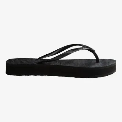 Tongs Havaianas Slim Flatform noires 4144537-0090 avec semelle plateforme 2,5 cm et brides fines