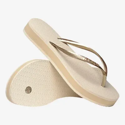 Tongs Havaianas Slim Flatform beige 4144537-0121 avec semelle plateforme 2,5 cm et brides fines