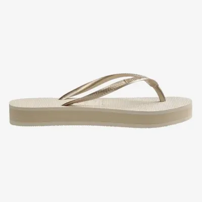 Tongs Havaianas Slim Flatform beige 4144537-0121 avec semelle plateforme 2,5 cm et brides fines