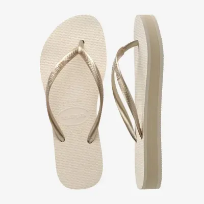 Tongs Havaianas Slim Flatform beige 4144537-0121 avec semelle plateforme 2,5 cm et brides fines