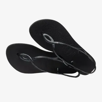 Sandales Havaianas Luna Flatform noires 4148600-0090 à plateforme avec brides fines et détail ovale
