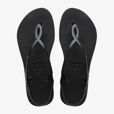 Sandales Havaianas Luna Flatform noires 4148600-0090 à plateforme avec brides fines et détail ovale
