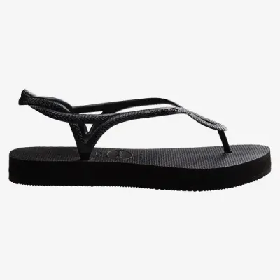 Sandales Havaianas Luna Flatform noires 4148600-0090 à plateforme avec brides fines et détail ovale