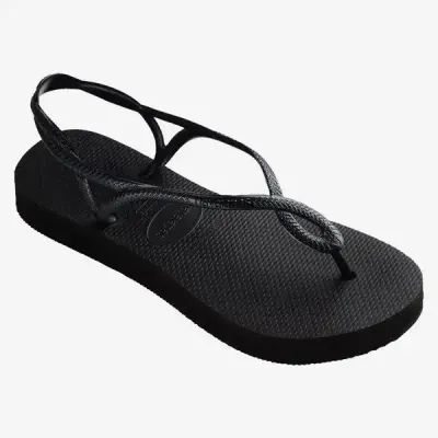 Sandales Havaianas Luna Flatform noires 4148600-0090 à plateforme avec brides fines et détail ovale