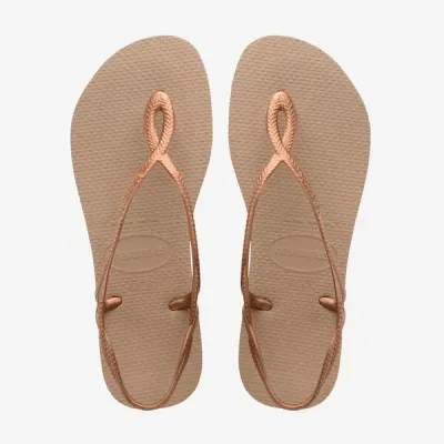 Sandales Havaianas Luna rose doré 4129697-5282 avec brides fines et détail ovale