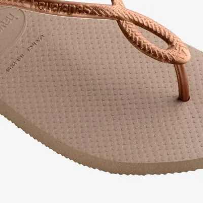 Sandales Havaianas Luna rose doré 4129697-5282 avec brides fines et détail ovale