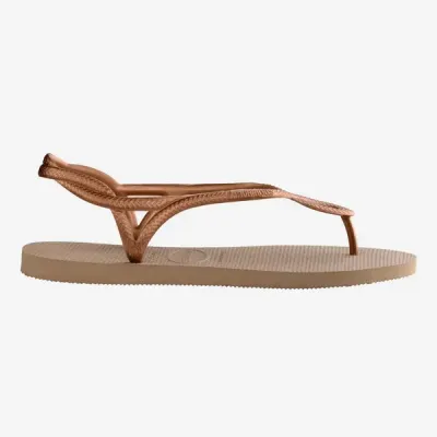 Sandales Havaianas Luna rose doré 4129697-5282 avec brides fines et détail ovale
