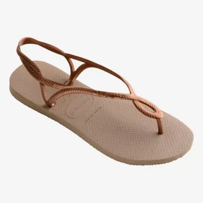 Sandales Havaianas Luna rose doré 4129697-5282 avec brides fines et détail ovale