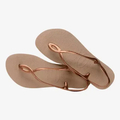 Sandales Havaianas Luna rose doré 4129697-5282 avec brides fines et détail ovale
