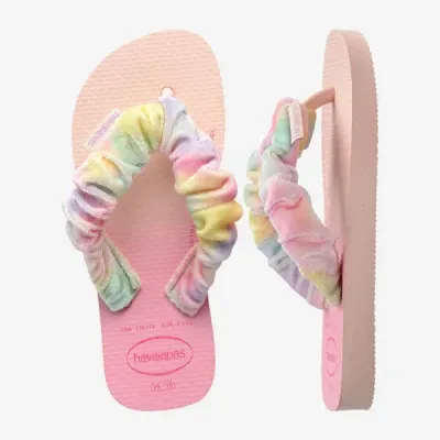 Tongs enfant Havaianas Kids Fluffy roses 4149941-0076 avec brides en tissu et semelle dégradée