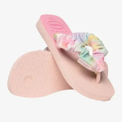 Tongs enfant Havaianas Kids Fluffy roses 4149941-0076 avec brides en tissu et semelle dégradée