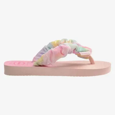 Tongs enfant Havaianas Kids Fluffy roses 4149941-0076 avec brides en tissu et semelle dégradée