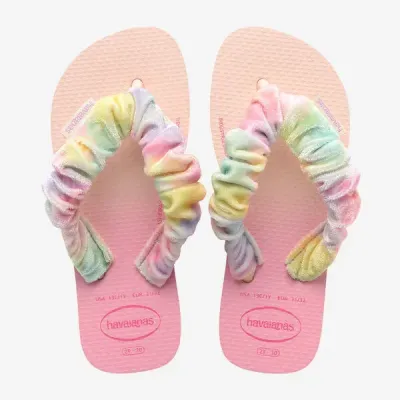 Tongs enfant Havaianas Kids Fluffy roses 4149941-0076 avec brides en tissu et semelle dégradée