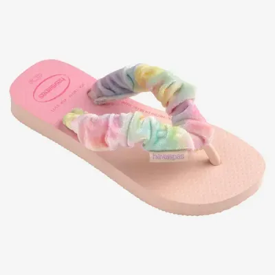 Tongs enfant Havaianas Kids Fluffy roses 4149941-0076 avec brides en tissu et semelle dégradée