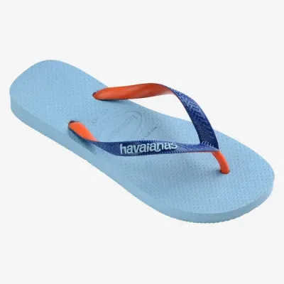 Tongs Havaianas Top Mix unisexe bleu clair avec brides bleues et orange, référence 4115549-1056