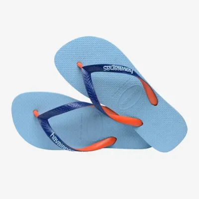 Tongs Havaianas Top Mix unisexe bleu clair avec brides bleues et orange, référence 4115549-1056