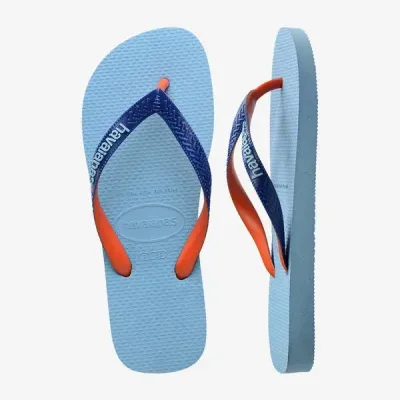 Tongs Havaianas Top Mix unisexe bleu clair avec brides bleues et orange, référence 4115549-1056