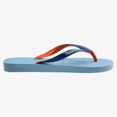 Tongs Havaianas Top Mix unisexe bleu clair avec brides bleues et orange, référence 4115549-1056