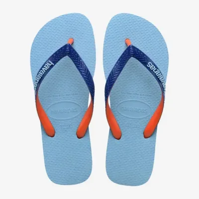 Tongs Havaianas Top Mix unisexe bleu clair avec brides bleues et orange, référence 4115549-1056