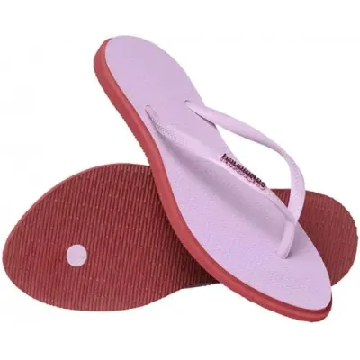 Tongs Havaianas Slim Point pour femme lilas avec semelle rose, référence 4149584-9339
