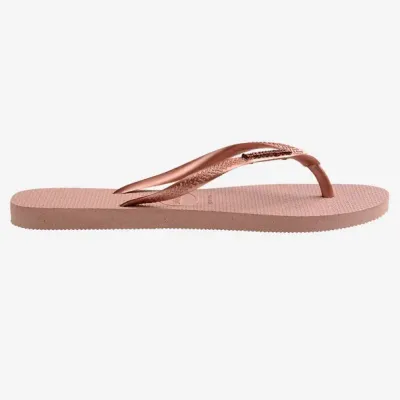Tongs Havaianas Slim Logo Metallic roses 4119875-0076 avec brides fines et logo métallique Zamak