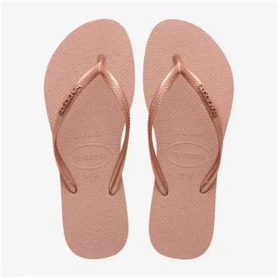 Tongs Havaianas Slim Logo Metallic roses 4119875-0076 avec brides fines et logo métallique Zamak