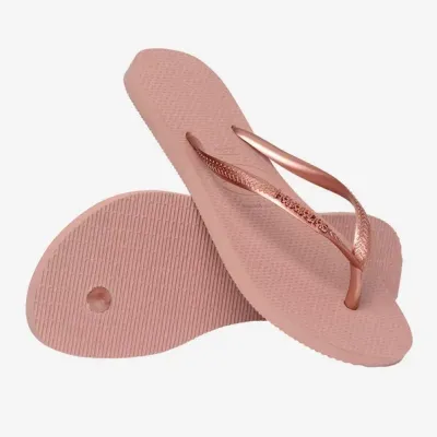 Tongs Havaianas Slim Logo Metallic roses 4119875-0076 avec brides fines et logo métallique Zamak