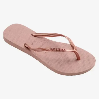 Tongs Havaianas Slim Logo Metallic roses 4119875-0076 avec brides fines et logo métallique Zamak
