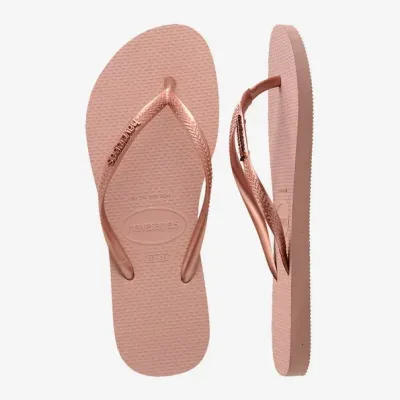 Tongs Havaianas Slim Logo Metallic roses 4119875-0076 avec brides fines et logo métallique Zamak