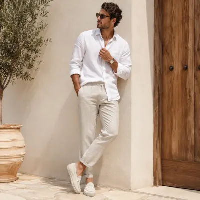 Mocassin espadrille en daim beige 100 % cuir pour homme - Réf. EMC001-DBG