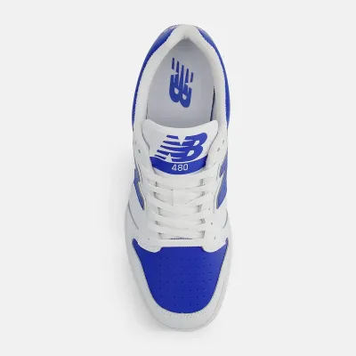 New Balance 480 BB480LCB bleu en cuir de vachette, sneaker inspirée du basketball