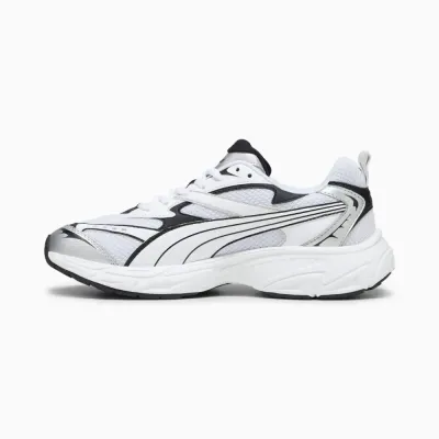 Puma Morphic Base 392982-02 blanche avec mesh bicolore, détails brillants et semelle en caoutchouc