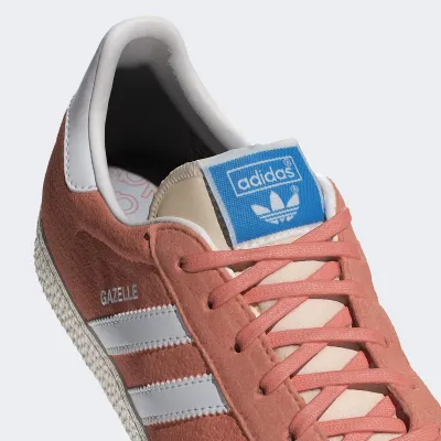 adidas Gazelle IG1699 corail en cuir, sneaker rétro avec semelle cupsole en caoutchouc