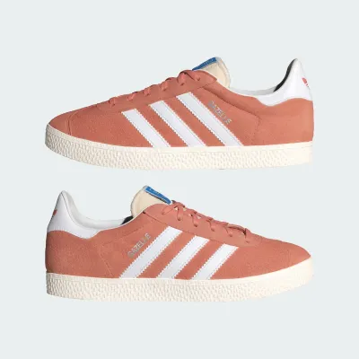 adidas Gazelle IG1699 corail en cuir, sneaker rétro avec semelle cupsole en caoutchouc