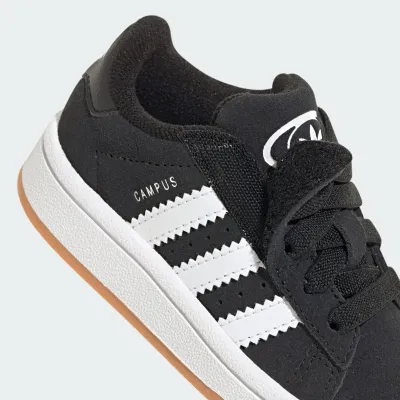 adidas Campus 00s JI4335 noire en cuir avec lacets élastiques et semelle gomme de caoutchouc