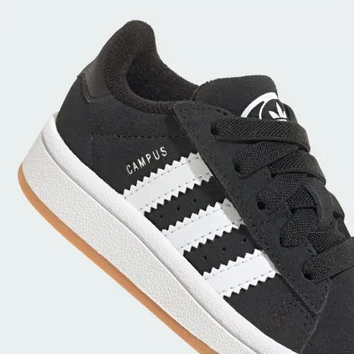 adidas Campus 00s JI4335 noire en cuir avec lacets élastiques et semelle gomme de caoutchouc