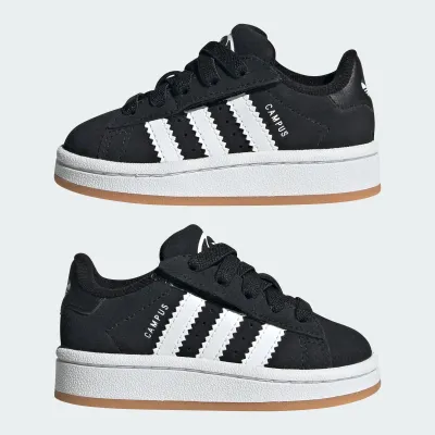 adidas Campus 00s JI4335 noire en cuir avec lacets élastiques et semelle gomme de caoutchouc