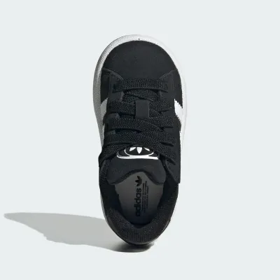 adidas Campus 00s JI4335 noire en cuir avec lacets élastiques et semelle gomme de caoutchouc