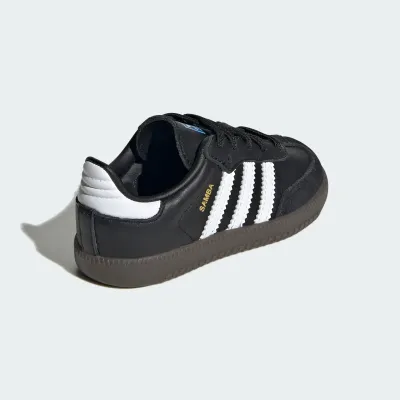 adidas Samba IE3680 noire en cuir avec semelle Gum, 3 bandes iconiques et design football rétro