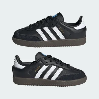adidas Samba IE3680 noire en cuir avec semelle Gum, 3 bandes iconiques et design football rétro