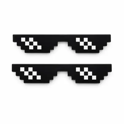 2 accessoires 3D lunettes pixel Deal With It noirs pour personnaliser des chaussures à trous compatibles Crocs
