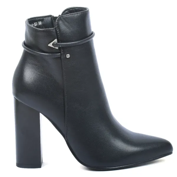 BOTTINE FEMME À TALON HAUT NOIR
