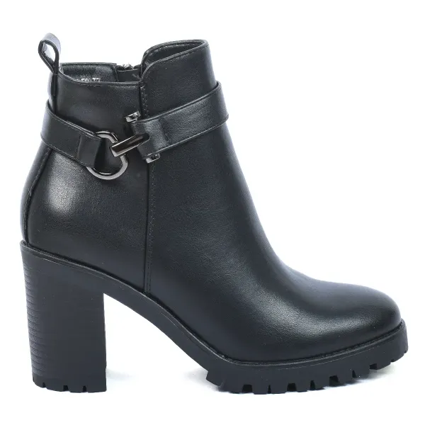 BOTTINE FEMME À TALON HAUT NOIR