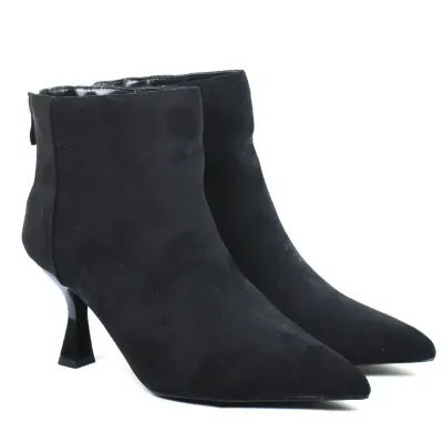 Bottine femme noire à bout pointu avec talon et fermeture ZIP arrière