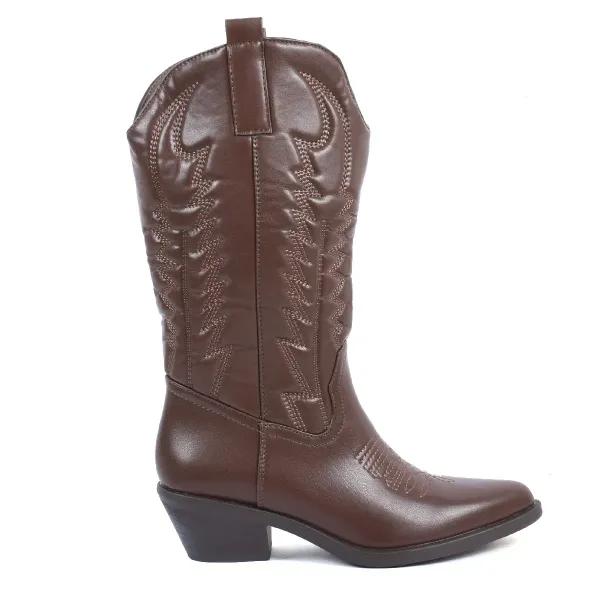 SANTIAGS FEMME MARRON BRODÉES – BOTTES WESTERN