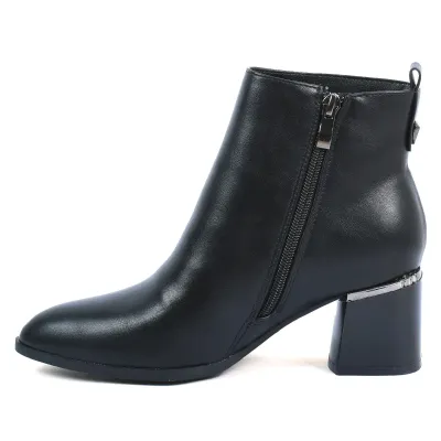 Bottines femme noires Seline avec zip latéral et talon bloc S-OS-2-N